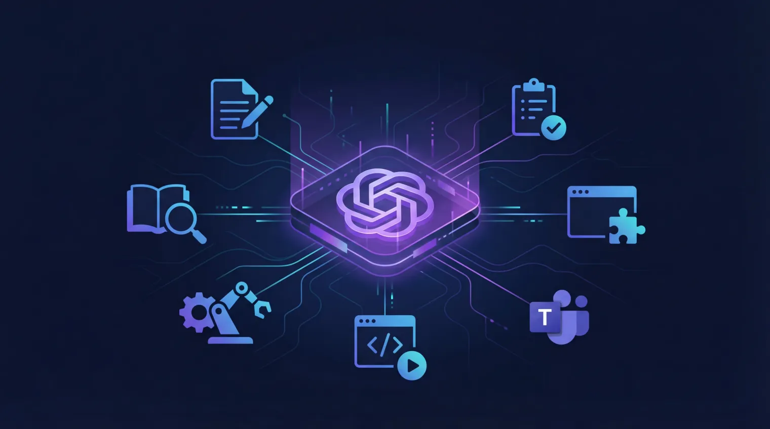 EtherAssist agentic AI hub connected to IT workflows, knowledge, and compliance support.